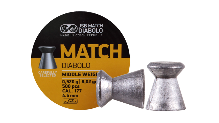 8.02GR – JSB DIABOLO MATCH MIDDLE WEIGHT CAL.4.5MM/.177 M24/23 (0,520G) 4.49