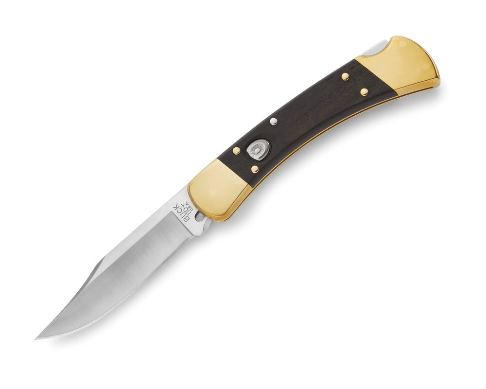 BUCK FOLDING HUNTER AUTOMATIC MACASSAR BRASS HDL