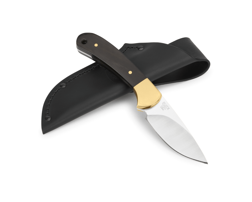 BUCK KNIVES SM SKINNER, AFRICAN EBONY W/BRASS BOLSTER, SATIN FINISH BLD - Image 2