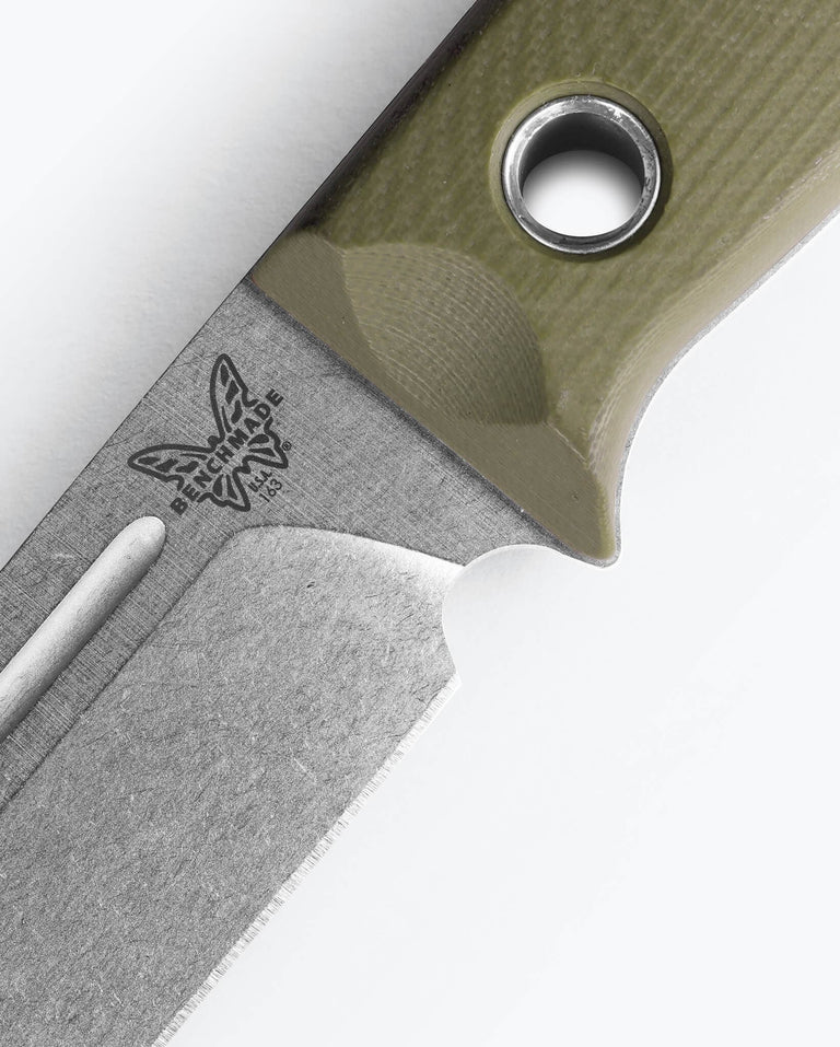 BENCHMADE BUSHCRAFTER, FIXED BLADE, DROP POINT, OD GREEN G10 HANDLE - Image 4