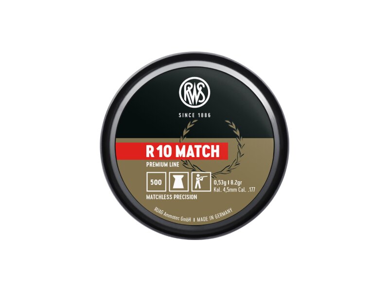RWS 4.50 R10 MATCH 0.53G, 8.2GR, 4.49MM, CAL. 177/4.5MM 500PCS