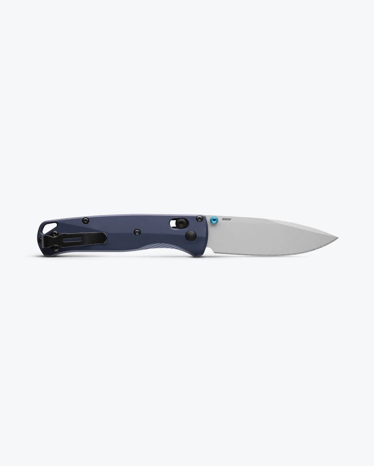 BENCHMADE BUGOUT, AXIS, DROP POINT CRATER BLUE ALUMINUM HANDLE - Image 3
