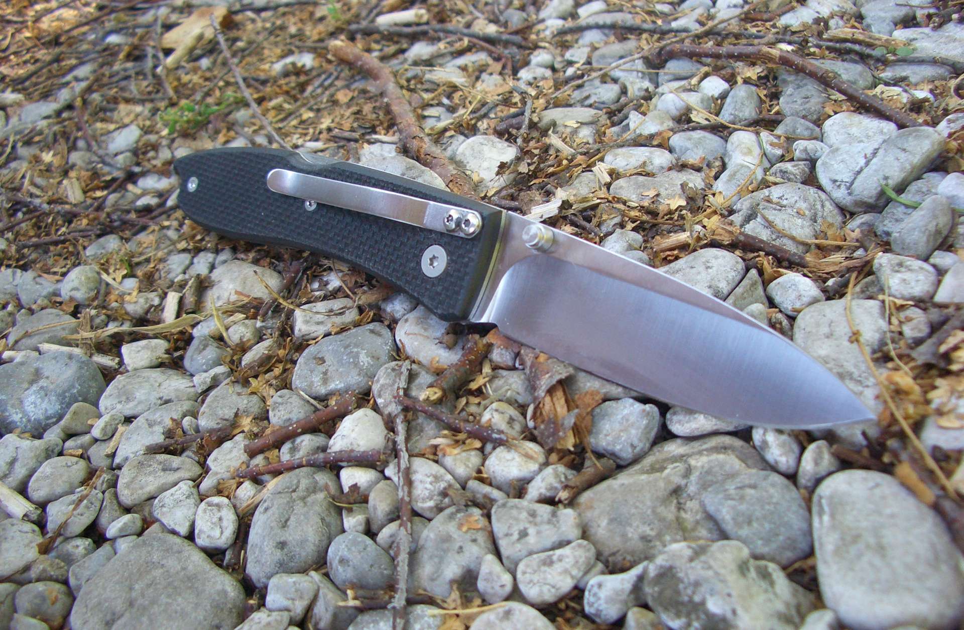 LION STEEL FOLDING KNIFE BLACK G10 HANDLE SATIN WITH CLIP - Image 2