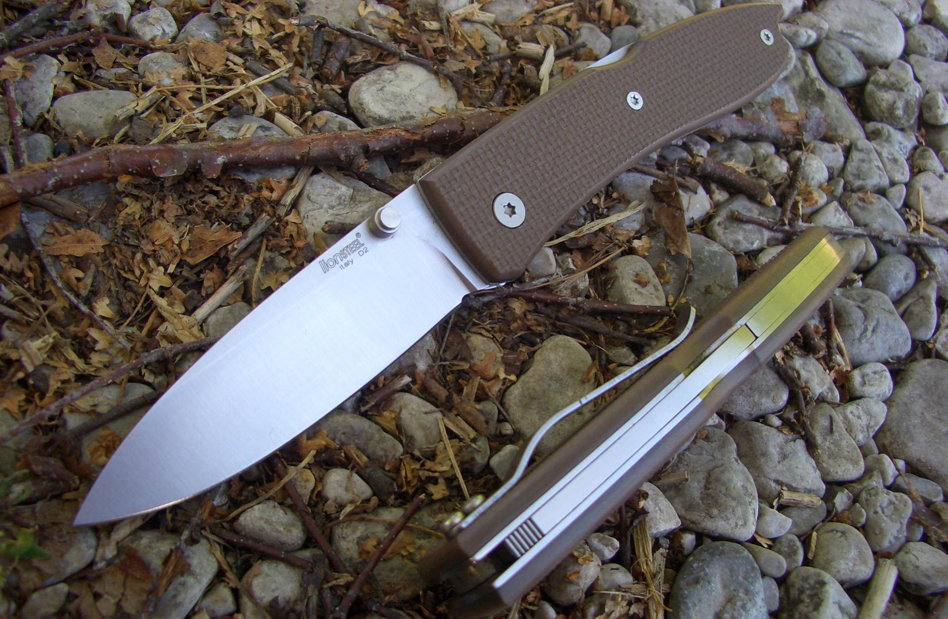 LION STEEL FOLDING KNIFE BLACK G10 HANDLE SATIN WITH CLIP - Image 3