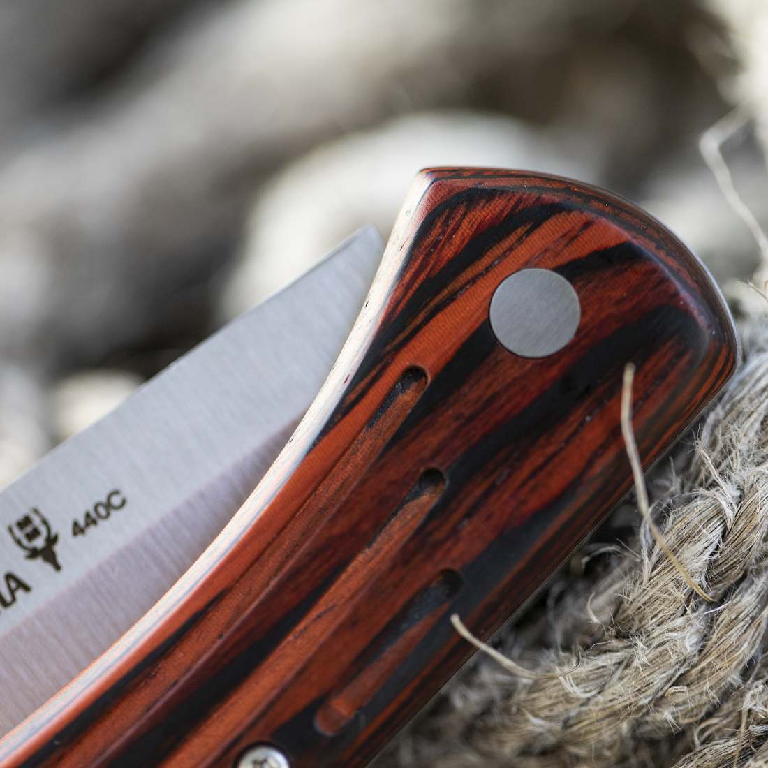 MUELA ARTISAN KNIFE 95MM BLADE LENGHT BURNT WOOD HANDLE - Image 2