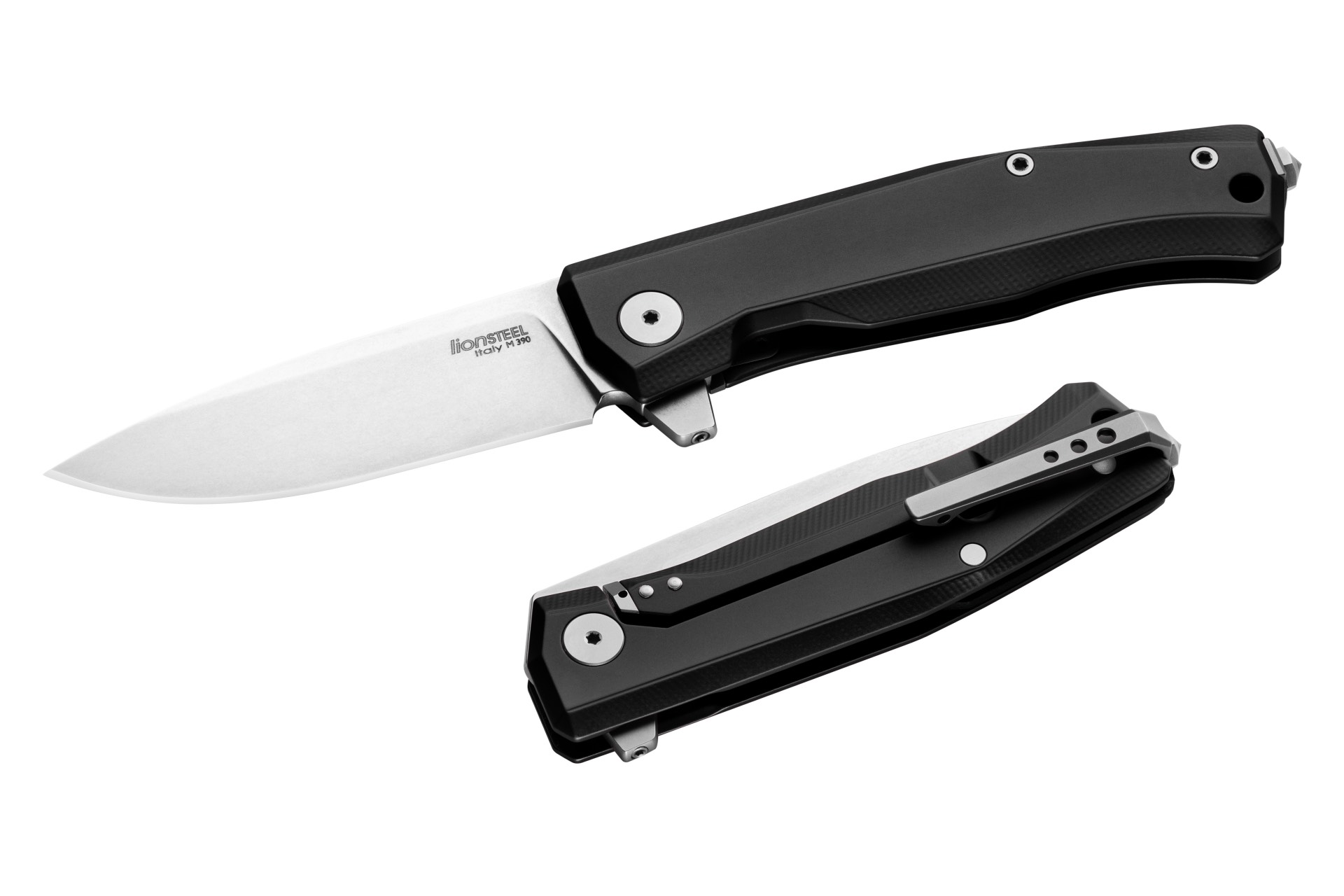 LION STEEL COLT M390 BY MOLLETTA NERO CLIP SOLID FOLDING KNIFE SW BLACK ALUMINUM HANDLE