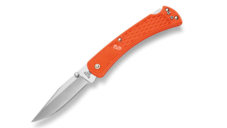 BUCK 110 SLIM SELECT BLAZE ORANGE GLASS FILLED NYLON HANDLE