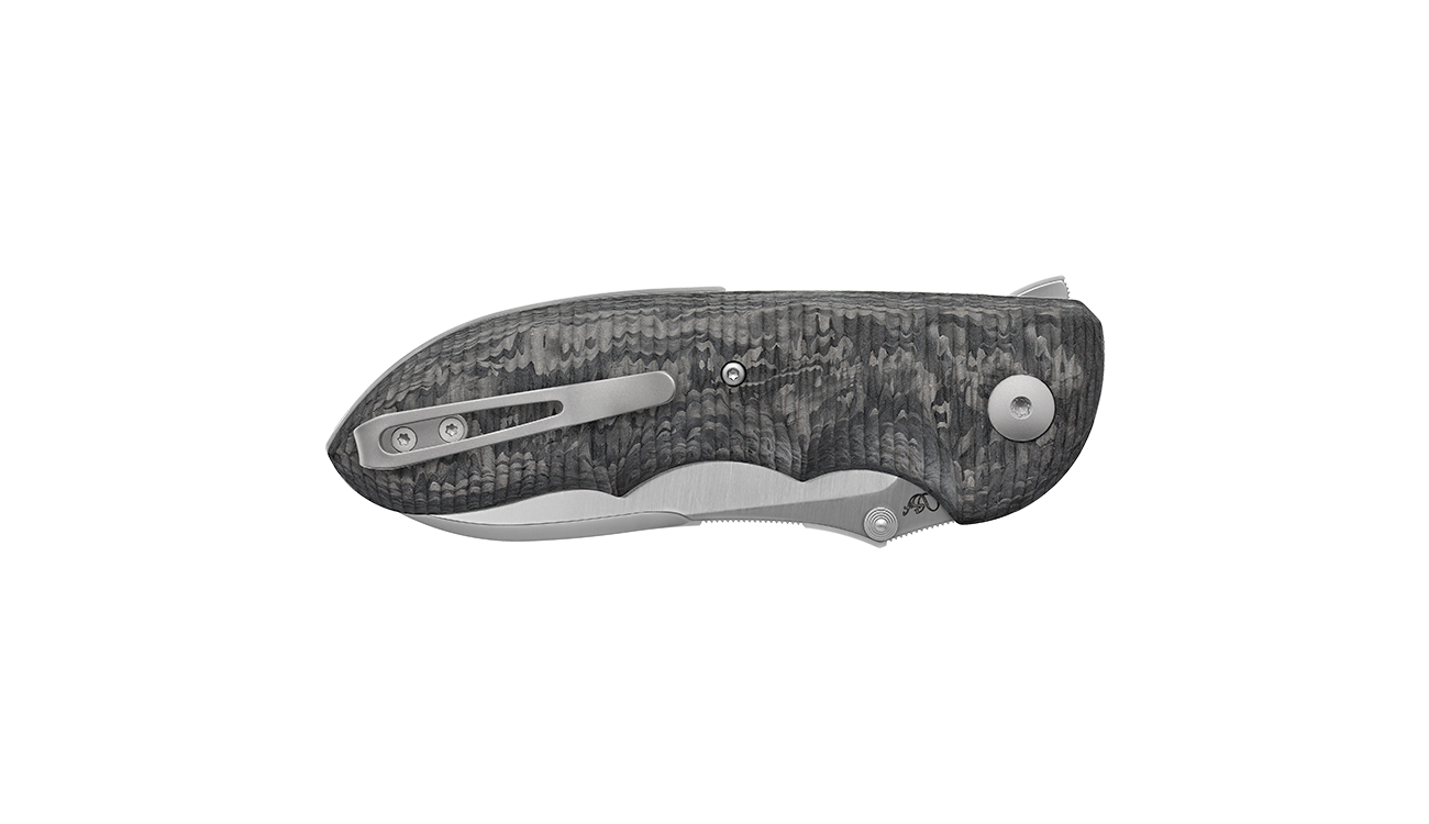VIPER MOON FCM FOLDING KNIFE MAGNA CUT SATIN DARK MATTER BLACK CARBON FIBER HANDLE - Image 3