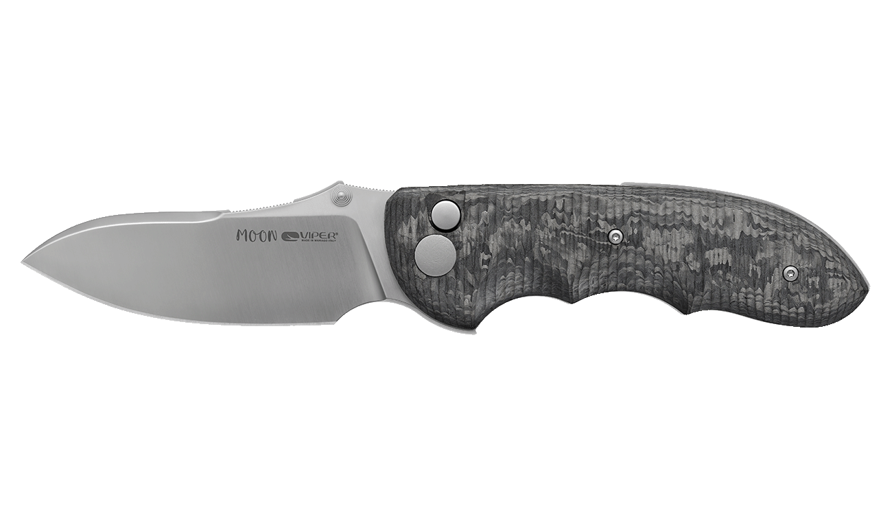 VIPER MOON FCM FOLDING KNIFE MAGNA CUT SATIN DARK MATTER BLACK CARBON FIBER HANDLE
