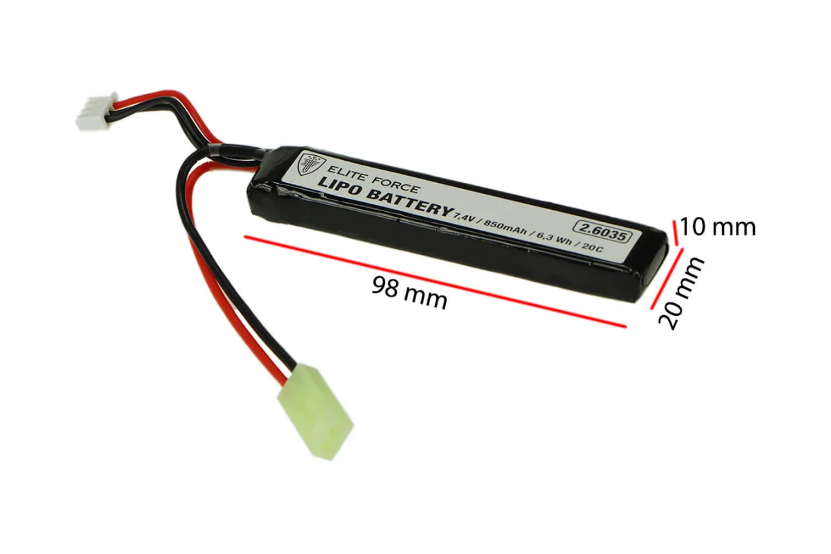 UMAREX BATTERY ELITE FORCE LIPO 7.4V, 850mAh, 6.3Wh, 20C TYPE B – 2.6035