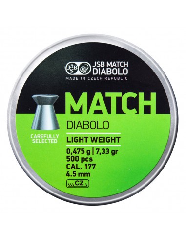 7.72GR- JSB MATCH DIABOLO LIGHT WEIGHT CAL:.177(4.5MM) (0.500G) 500PCS