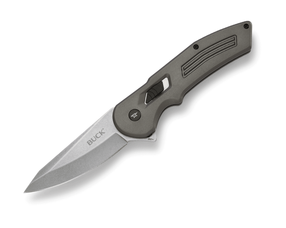 BUCK KNIVES 262 HEXAM SPRING ASSISTED KNIFE GRAY AL (3.3″ SW) – 0262GYS-B