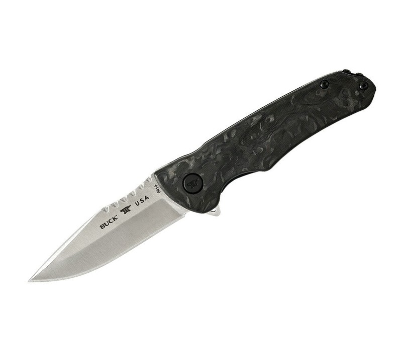 BUCK KNIVES SPRINT, PRO, MARBLED CARBON FIBER HDL, BLK HARDWARE – 0841CFS2-B