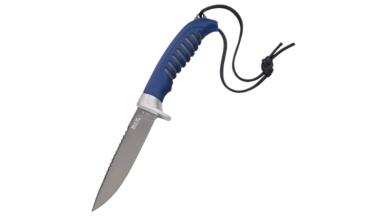BUCK KNIVES BAIT BLADE 4-3/8″ BLUE RUBBER HDL TITANIUM COATING-0221BLX-B
