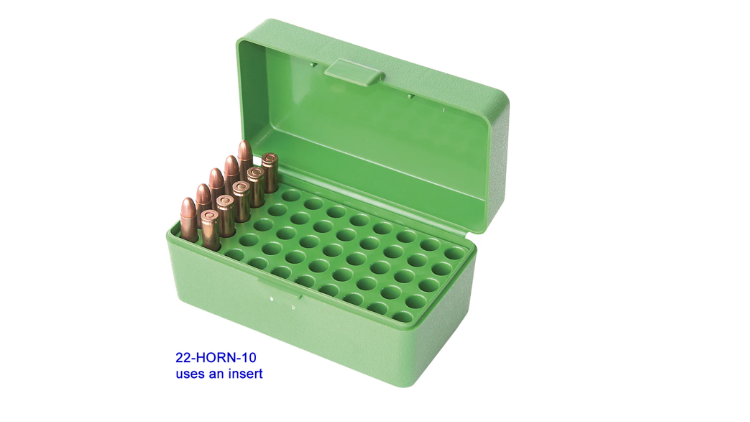 MTM FLIP TOP 50RD 22 HORNET RIFLE PLASTIC GREEN BOX-22-HORN-10