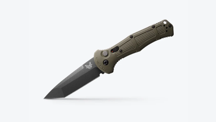 BENCHMADE CLAYMORE, AUTOMATIC, TANTO, RANGER GREEN HANDLE – 9071BK-1