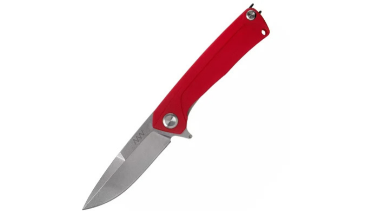 ANV BLADE: STONEWASH / PLAIN EDGE, HANDLE AND LOCK: G10 RED / LINER LOCK – ANVZ100-014