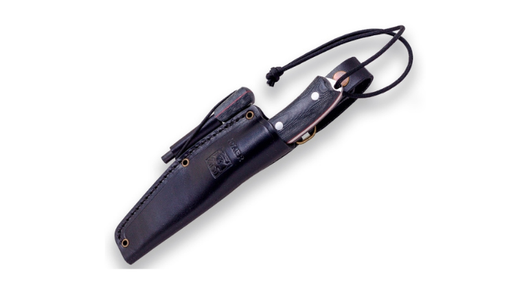 JOKER BUSHCRAFTER KNIFE BLACK CANVAS MICARTA HANDLE BLADE LENGHT 10.5CM W/ LEATHER SHEALTH - CM120-P