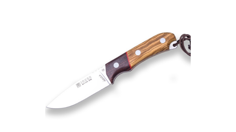 JOKER KNIFE AGUILA, PUÑO OLIVO, OLIVE WOOD HANDLE, PALISANDRO, ROSEWOOD, HOJA BLADE LENGHT 10.5CM WITH LEATHER SHEALTH- CO-105