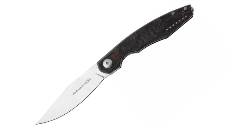 VIPER BELONE TIFCR FOLDING KNIFE M390 SATIN TITANIUM STONEWASHED RED DARK MATTER OVERLAY - V5970TIFCR