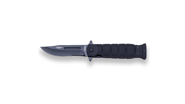 JOKER SPRING ASSISTED RESCUE FOLDING KNIFE JKR, BLADE LENGTH 11 CM AND RUBBER BLACK HANDLE - JKR0547