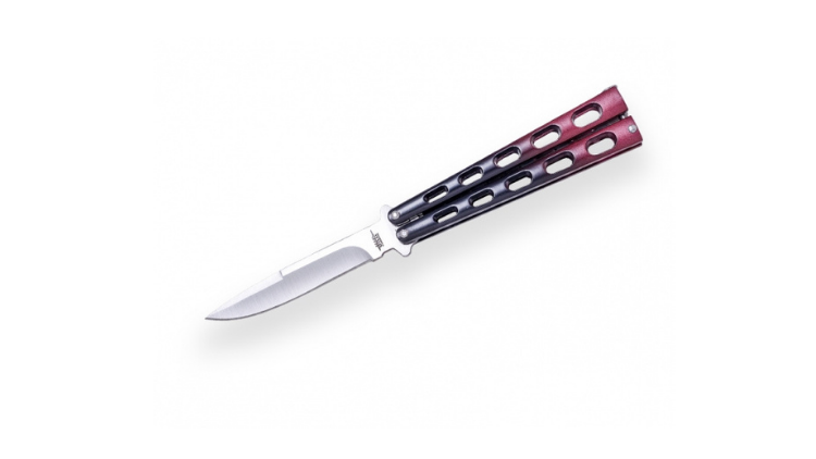 JOKER BUTTERFLY KNIFE MAROON GRADIENT HANDLE BLADE LENGHT 9CM – JKR0595