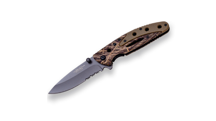 JOKER SPRING ASSISTED KNIFE, BLADE 8.5CM, CLOSED 4.5” OVERALL 8”, CAM COATED HANDLE+IMMITATION G10-JKR0670