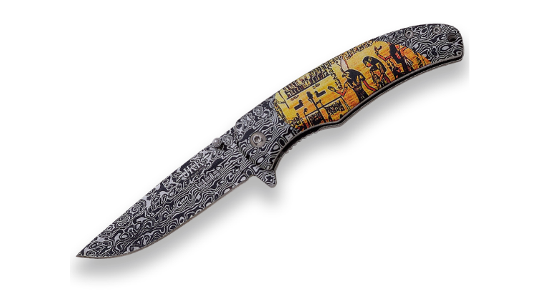 JOKER SPRING ASSISTED KNIFE, BLADE 8.2CM, 3D PRINT HANDLE, FAKE DAMASCUS PRINT BOLSTERS- JKR657