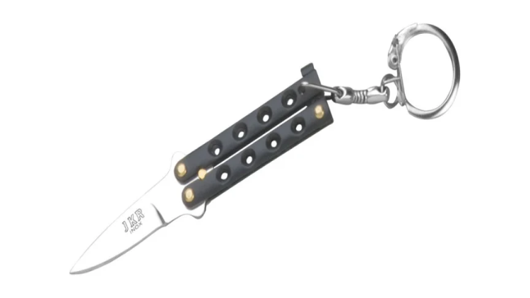 JOKER BUTTERFLY KNIFE 4 CM STAINLESS STEEL BLADE KEYRING BLACK – JKR0363