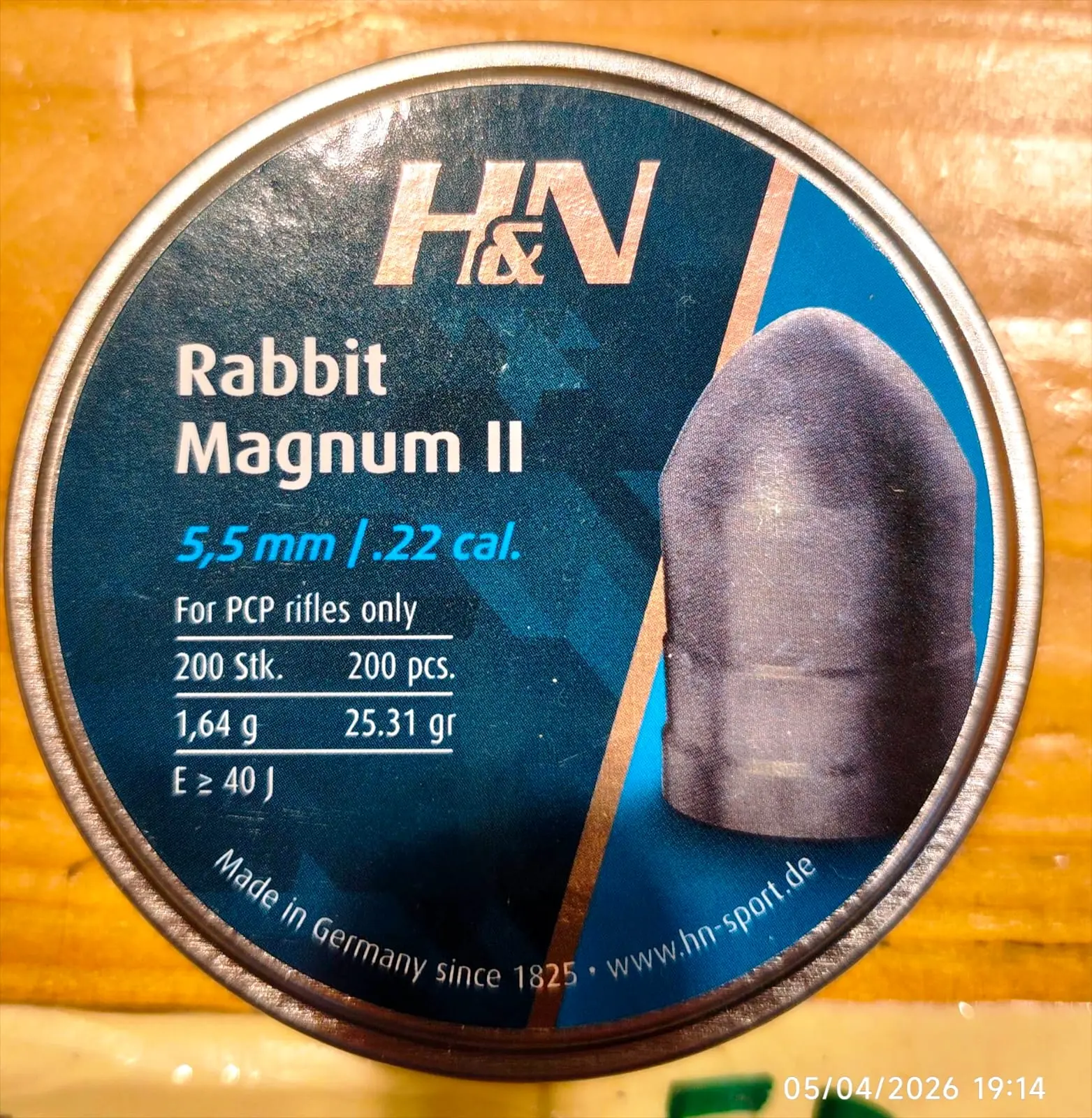 H&N RABBIT MAGNUM II 5.5/.22 CAL 25.31GR 1.64G 200 PCS – 0071271120